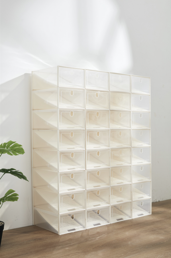 Caja para Zapatos Transparente | Cajas Organizadoras | Almacenamiento de Zapatos Plegables y Apilables | Mueble Zapatero | Cajas Almacenaje Plástico Con Separador |