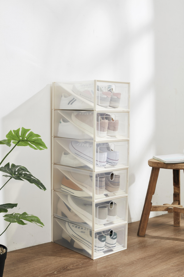 Caja para Zapatos Transparente | Cajas Organizadoras | Almacenamiento de Zapatos Plegables y Apilables | Mueble Zapatero | Cajas Almacenaje Plástico Con Separador |
