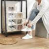 Caja para Zapatos Transparente | Cajas Organizadoras | Almacenamiento de Zapatos Plegables y Apilables | Mueble Zapatero | Cajas Almacenaje Plástico Con Separador |